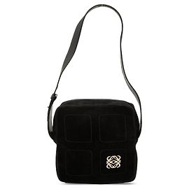Black LOEWE Suede Anagram Shoulder Bag Black