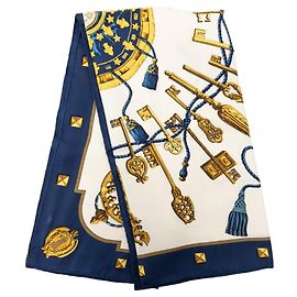 Sciarpa in seta Hermès Les Cles 90 blu Blu