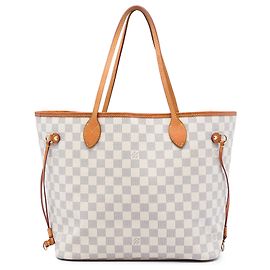 Bolso Tote Neverfull MM en Damier Azur blanco Louis Vuitton Blanco