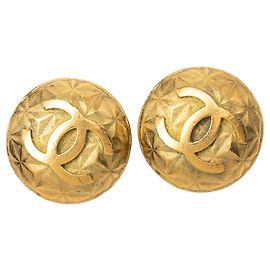 Chanel CC runde Clip-Ohrringe vergoldet Golden