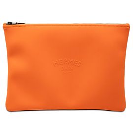 Orange Hermès Medium Neoprene Neobain Case Clutch Bag Orange