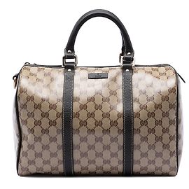 Bolsa Boston Gucci Medium GG Crystal Joy bege Bege