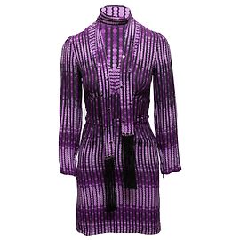 Conjunto de vestido de manga comprida e lenço de seda com estampa de bolinhas roxo Gucci Tamanho US S Roxo