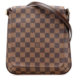 Bolsa transversal Louis Vuitton Damier Ebene Musette Salsa Long Strap marrom Marrom
