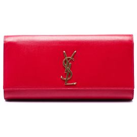Pink Saint Laurent Grain de Poudre Monogram Cassandre Clutch Pink