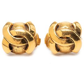 Orecchini a cerchio Chanel CC placcati oro D'oro