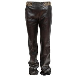 Black Versace Jeans Couture Studded Leather Pants Size IT 44 Black