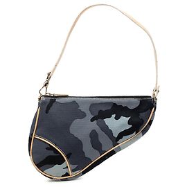 Borsa a tracolla Dior Mini Canvas Camouflage Saddle blu Blu