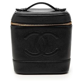 Black Chanel CC Caviar Vanity Case Black