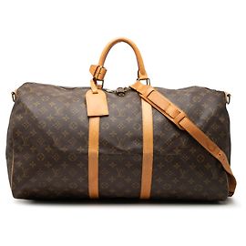 Borsa da viaggio marrone Louis Vuitton Monogram Keepall Bandouliere 55 Marrone