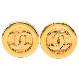Orecchini a clip rotondi Chanel CC placcati oro D'oro