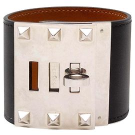 Hermès Black Hermes Extreme Wrap Studded Bracelet Black