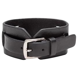 Hermès Black Hermes Extreme Wrap Leather Buckle Bracelet Black