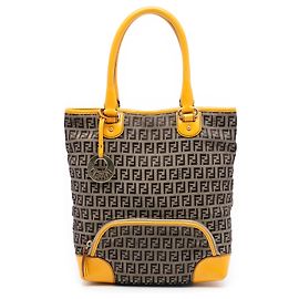 Sac Tote de compras Fendi Zucchino Canvas Chef com bolso frontal castanho Marrom