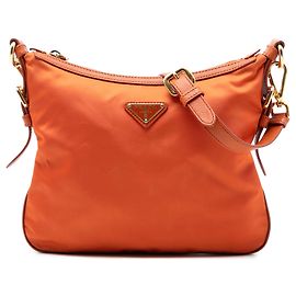 Bolsa transversal Prada Tessuto com acabamento em Saffiano laranja Laranja