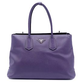 Sac à main double Prada Saffiano Cuir Turnlock violet Violet