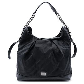 Borsa a tracolla in nylon Burberry Tonal Check nero Nero