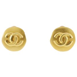 Boucles d'oreilles créoles Chanel CC plaquées or Doré