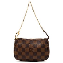 Brown Louis Vuitton Damier Ebene Mini Pochette Accessoires Handbag Brown
