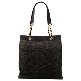 Tote en daim Chanel CC noir Noir