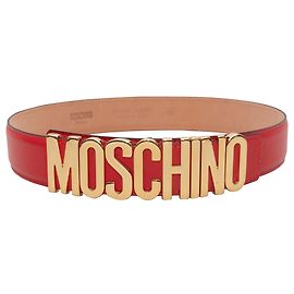 Roter Moschino Ledergürtel mit Logo Größe 38 Rot