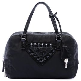 Borsa a mano con perline in Tessuto nero Prada Nero