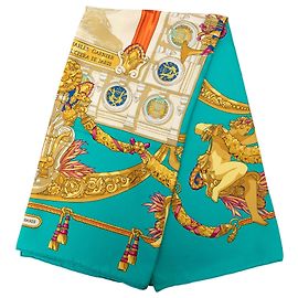 Sciarpa in seta blu Hermès Hommage a Charles Garnier 90 Blu