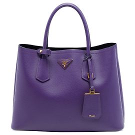 Bolsa Dupla Prada Medium Saffiano Cuir Roxa Roxo