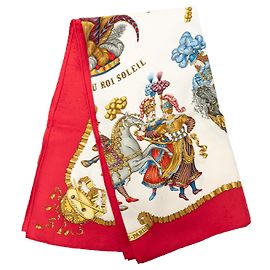 Pañuelo de seda Hermès Les Fêtes du Roi Soleil 90 rojo Roja