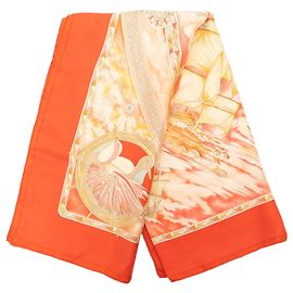 Lenço de seda Hermès Fregates Magnifiques Laranja 90 Laranja