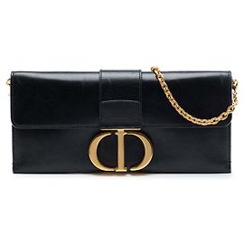 Clutch Montaigne 30 em couro preto com bolsa transversal de corrente Dior Preto