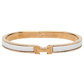 Pulseira Hermès Extra Narrow Enamel Clic H Gold PM Dourado