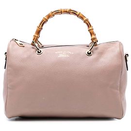 Bolsa Boston Gucci Medium em couro de bezerro rosa com alça de bambu Satchel Rosa