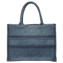 Tote Book em denim Oblique azul Dior tamanho Medium Azul