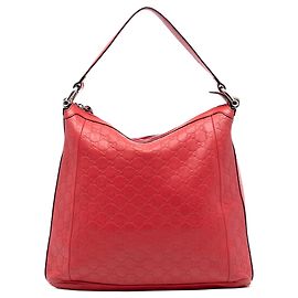 Bolsa hobo Gucci Guccissima de bambu com anel em D vermelho Vermelho
