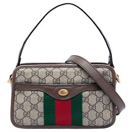 Bolsa Gucci Small GG Supreme Web Ophidia Bege Bege