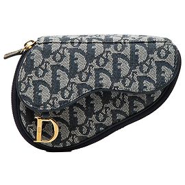 Blue Dior Diorissimo Canvas Saddle Pouch Blau