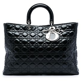 Bolso Lady Dior Extra Large en charol cannage negro Negro