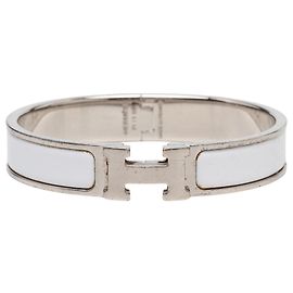 Pulseira Hermès Narrow Enamel Clic Clac H Beige PM Bege