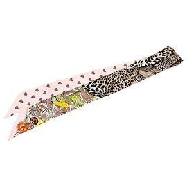 Lenço de seda rosa Hermès Jungle Love Love Twilly Rosa