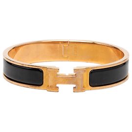 Hermès Narrow Enamel Clic H Armband Schwarz PM Schwarz