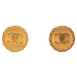 Chanel CC runde Clip-Ohrringe vergoldet Golden