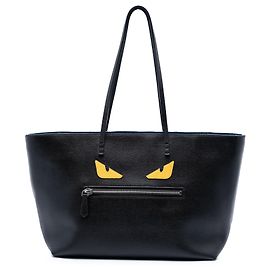 Tote Monster Roll in pelle nera Fendi Nero