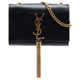 Bolsa transversal Kate pequena em couro de vitelo liso com monograma preto Saint Laurent Preto