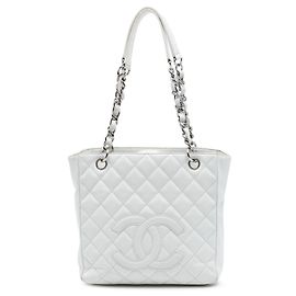 Pequeño bolso de compras Chanel Caviar blanco Blanco