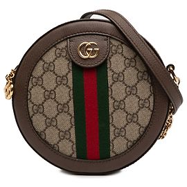 Bolsa transversal redonda Gucci Mini GG Supreme Web Ophidia bege Bege