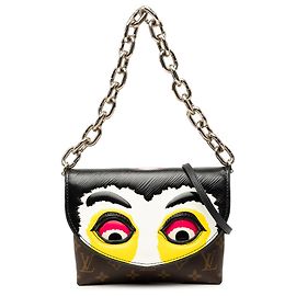 Pochette Satchel Louis Vuitton con stampe Monogram ed Epi Kabuki Masks nera Nero