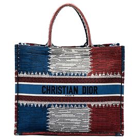 Book Tote Dior Large Canvas Drapeau français Bleu