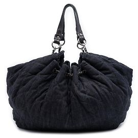 Blue Chanel Extra Large Quilted Denim Stretch Spirit Cabas Tote Blue