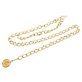Gold Chanel Gold Plated CC Medallion Chain Belt Golden